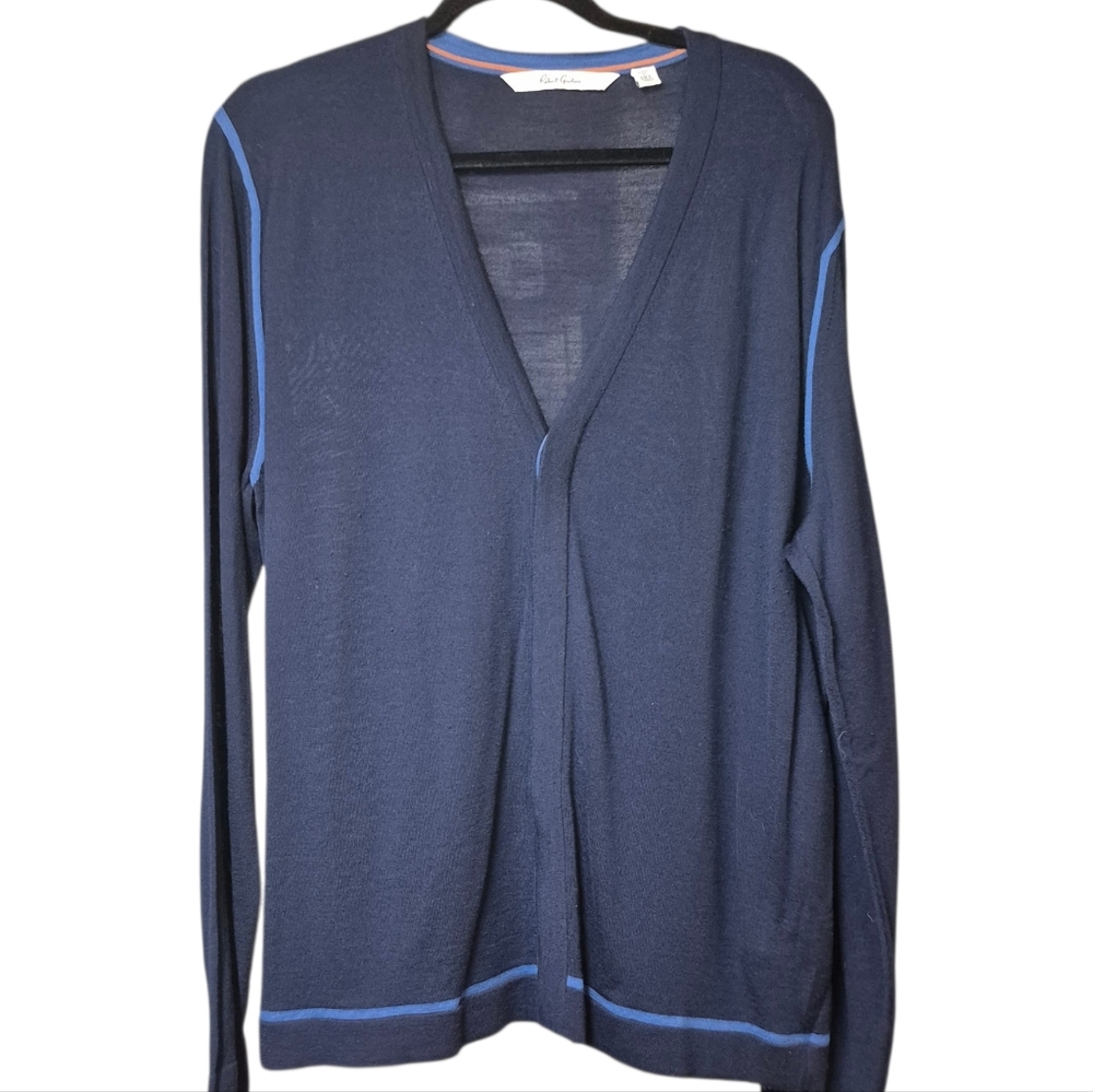 Robert Graham Cardigan Wool Cotton Men's Size 2XL Unisex Blue